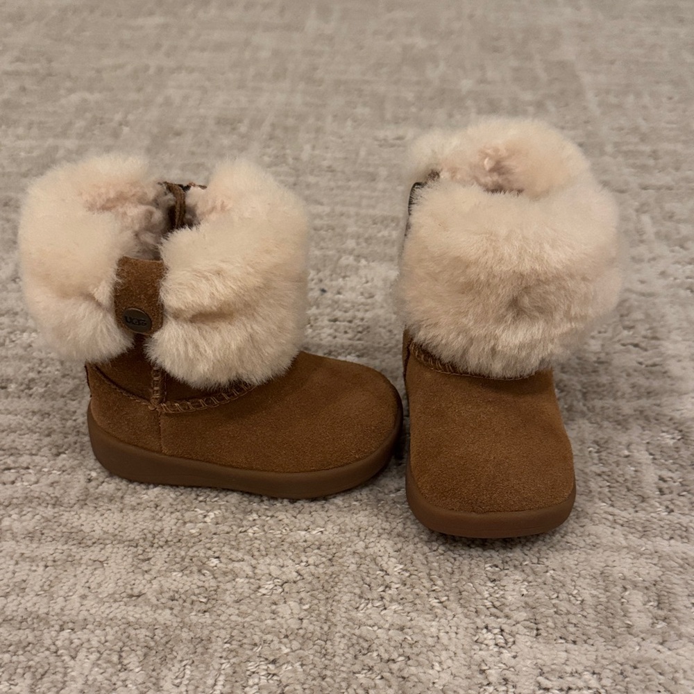 Ugg Kids Chestnut Brown Suede Shearling Boots